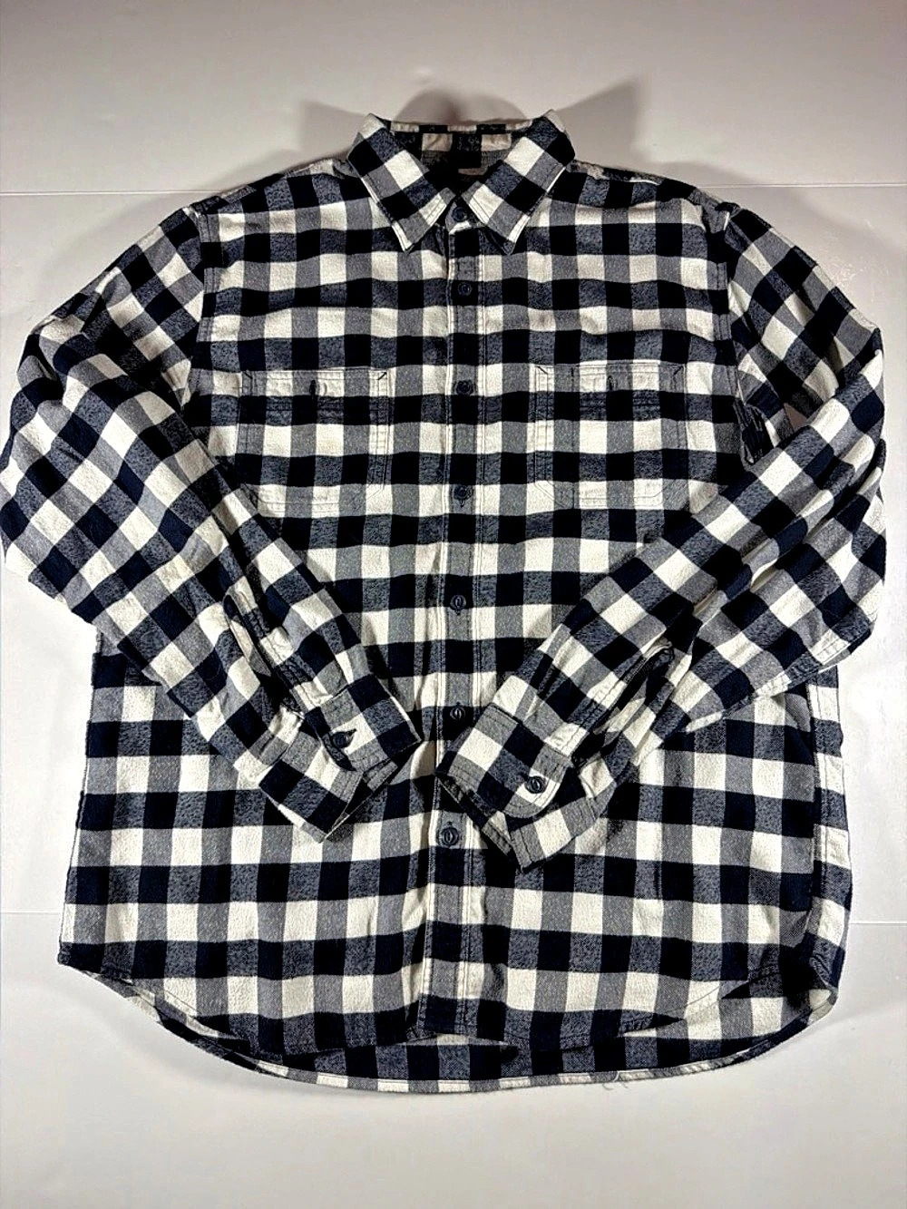 J.Crew Flannel Plaid Button Down in Blue & White Like New
